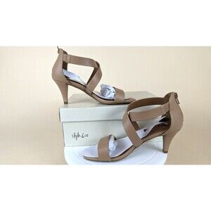 Style & Co Paysonn Dress Sandals Womens 6.5 Nude Brown Strappy Heels Shoes NWB